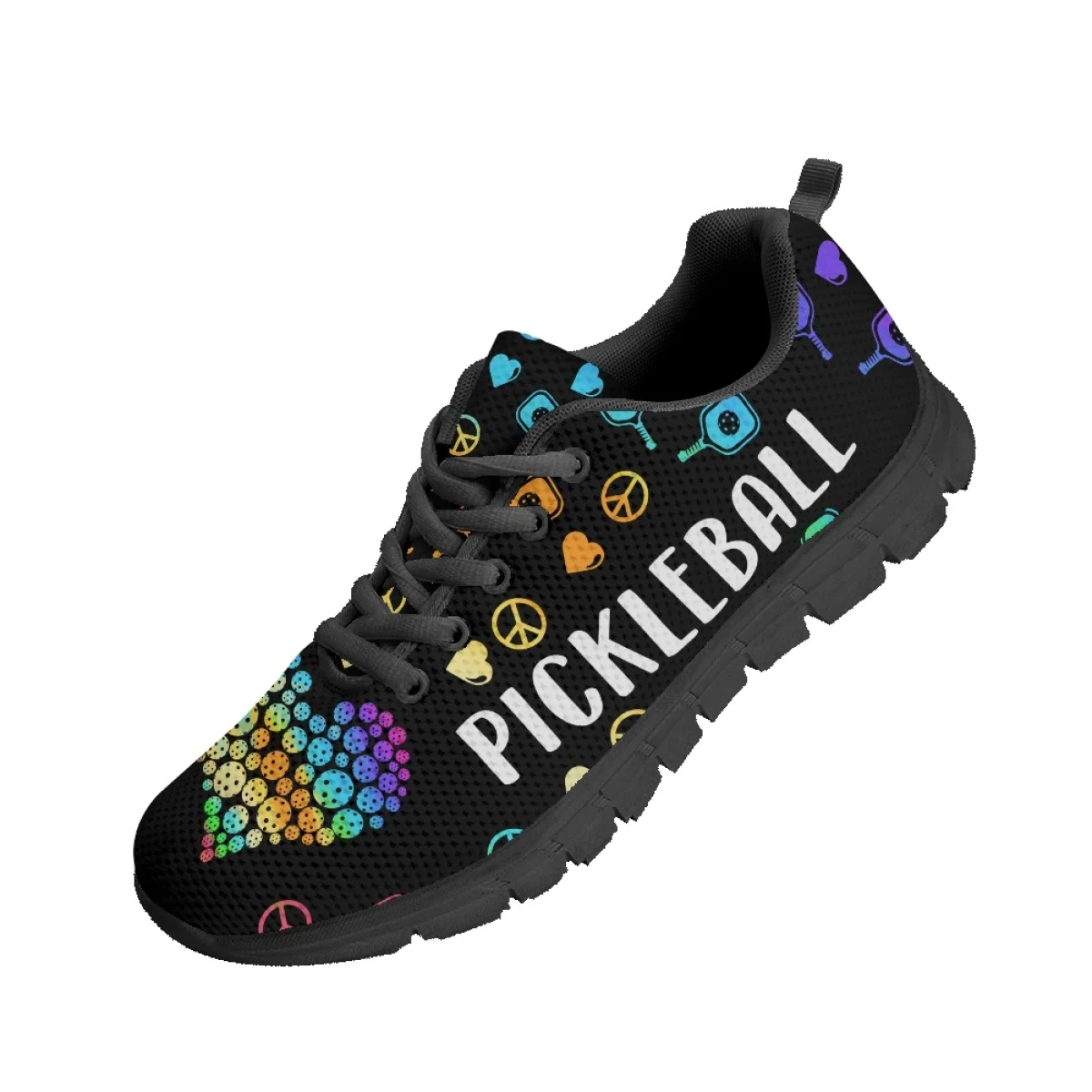 INSTANTARTS 2023 New Trend Women's Sneakers Pickleball Love Pattern Lace-up Walking Flats Spring Autumn Comfort Footwear Zapatos