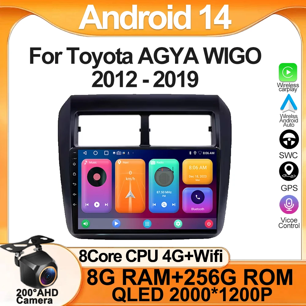 

Car For Toyota AGYA WIGO 2012 - 2019 Auto Radio Multimedia Player Head Unit Touchscreen GPS Navigation No 2din DVD 5G WIFI TB