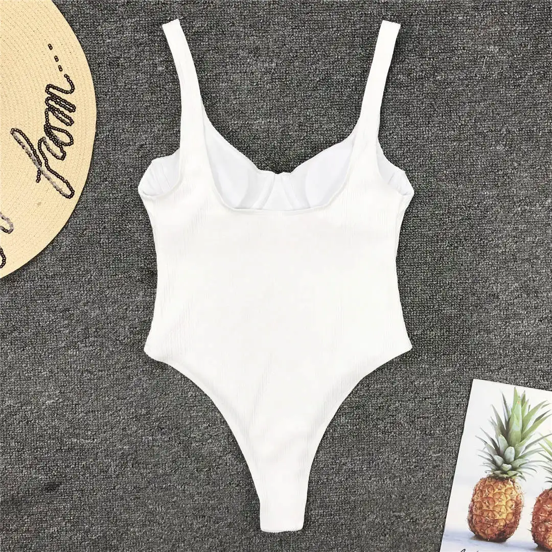 S - XL Neuer, sexy, hoch geschnittener Damen-Badeanzug mit Bügel, gerippt, einteilig, Badebekleidung für Damen, Badeanzug, Damen-Bodysuit V1607 – Detail 17