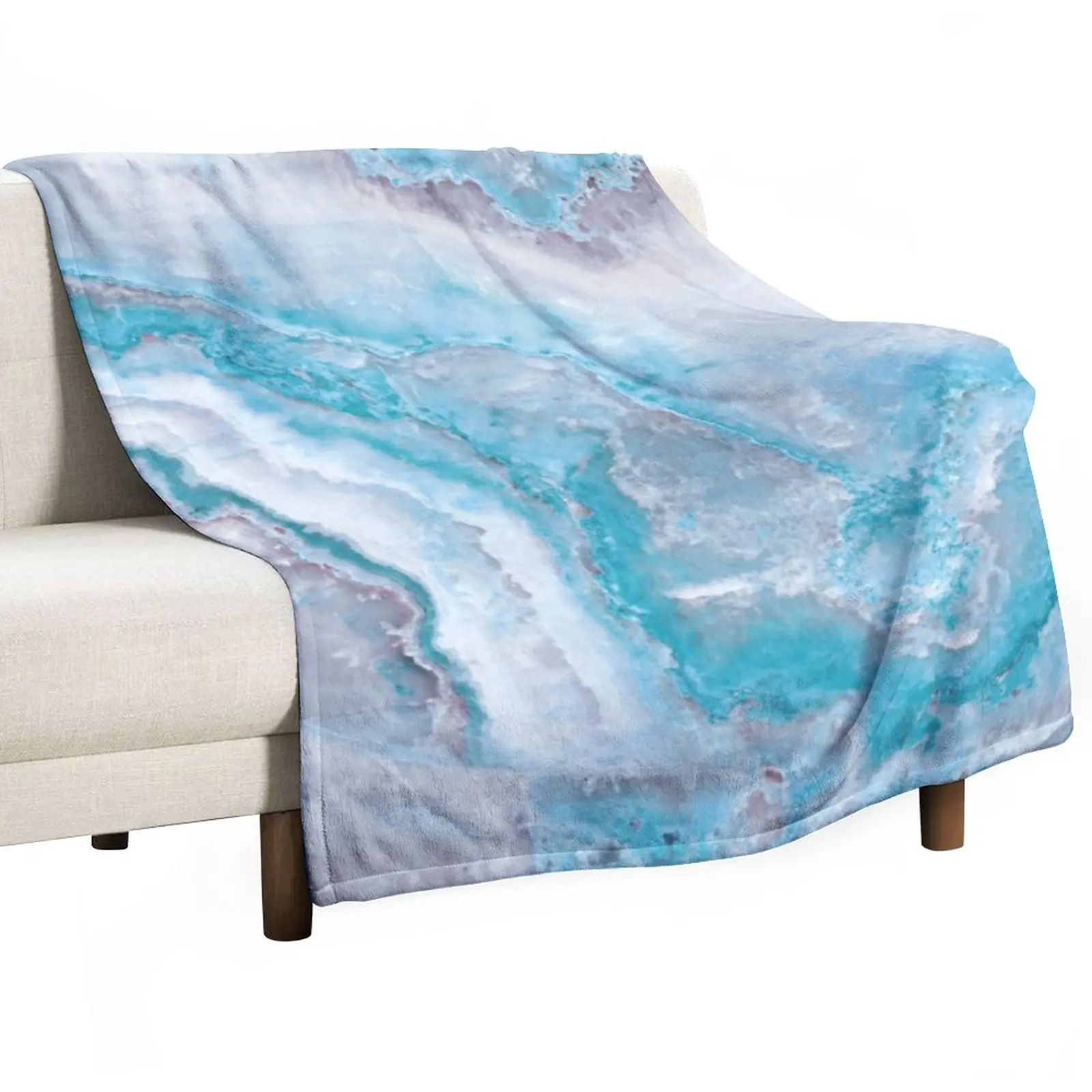 

Luxury Mermaid Blue Faux Agate Marble Geode Gem Throw Blanket Luxury St Blanket Furry Blankets