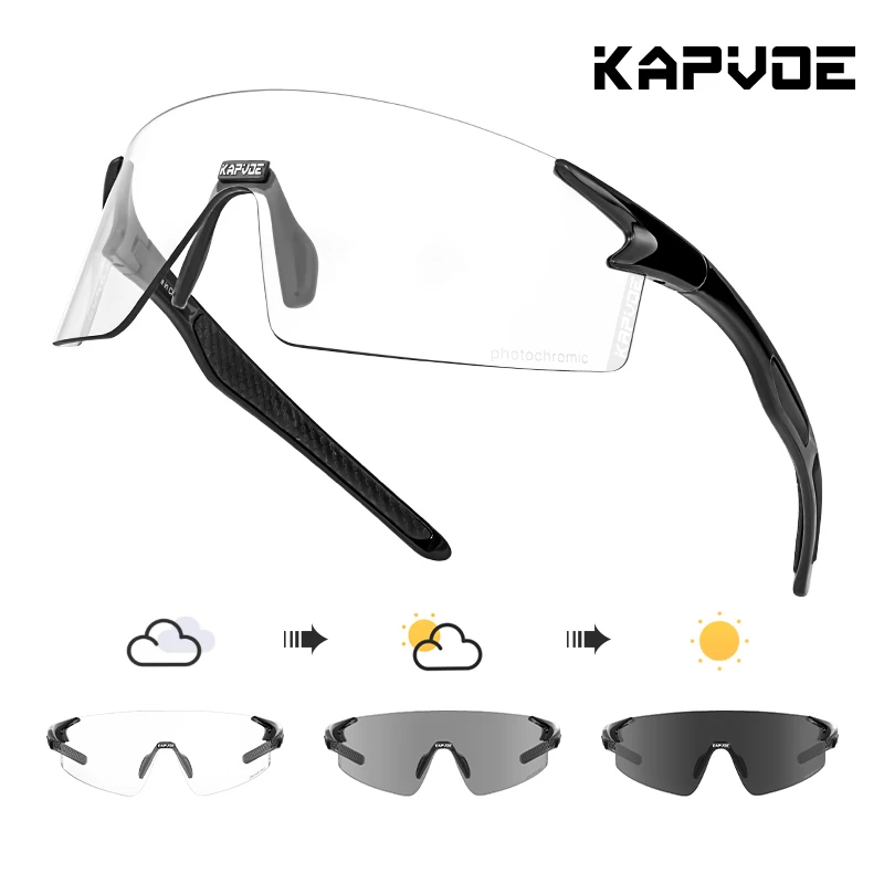 

Kapvoe фотохромные велосипедные солнцезащитные очки без оправы, цветные велосипедные очки, мужские велосипедные очки, MTB, спортивные велосипедные очки, уличные UV400