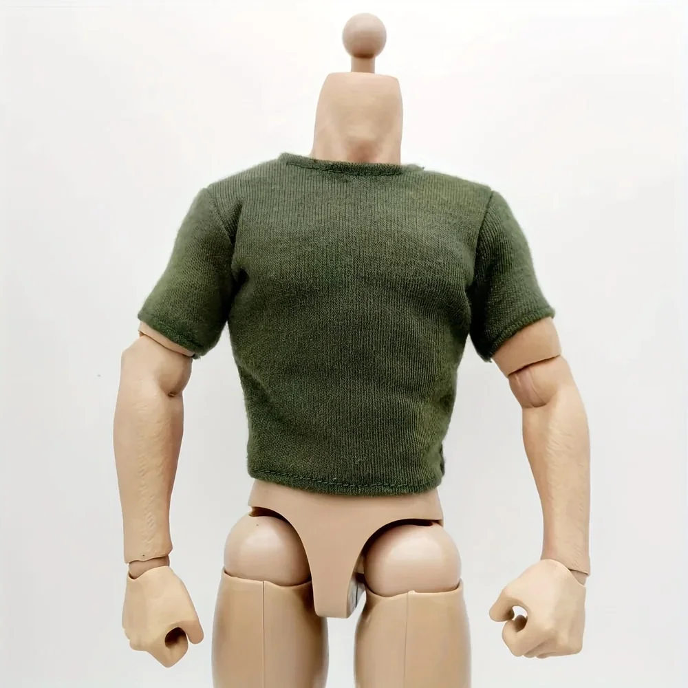 1/6 Scale Green Cotton Vest Short Sleeve Male Clothes Model for 12in Phicen Action Figure 30cm Dolls Accessory