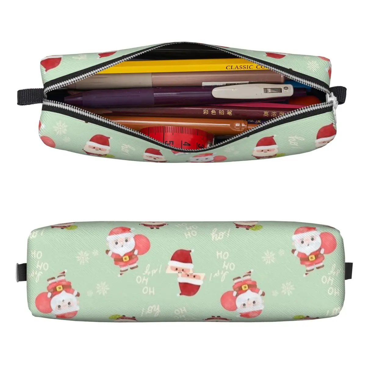 Merry Christmas Pencil Case Cute Santa Claus Big Pencil Bag Students Zipper Cool School Pencil Cases Custom Supplies