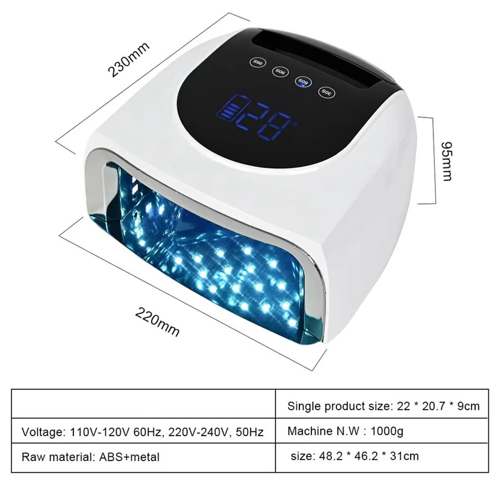 Rechargeable 96W Nail Lamp with Mirror Reflective Base Gel Polish Dryer Manicure Machine UV Light for Nails Nail UV LED Lamp view 6