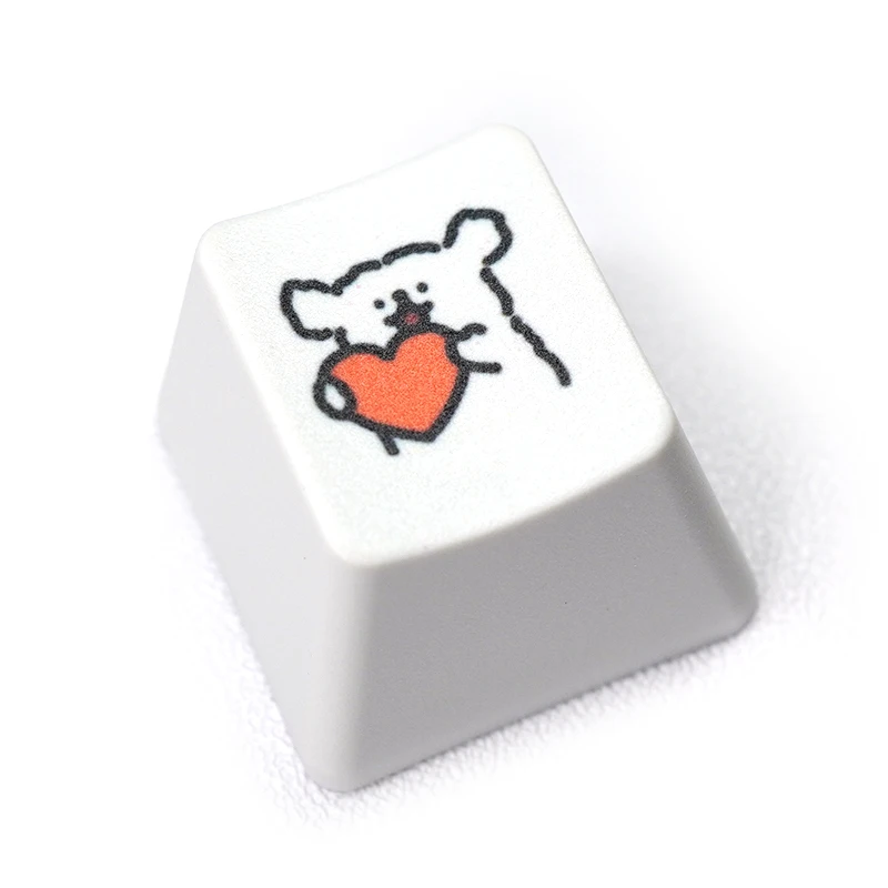1set PBT Keycaps Schattige Kleine Hond Keycap Persoonlijkheid Dye Subbed Keycaps voor Mx Stem Gaming Mechanische Toetsenborden Wit R4 KeyCaps