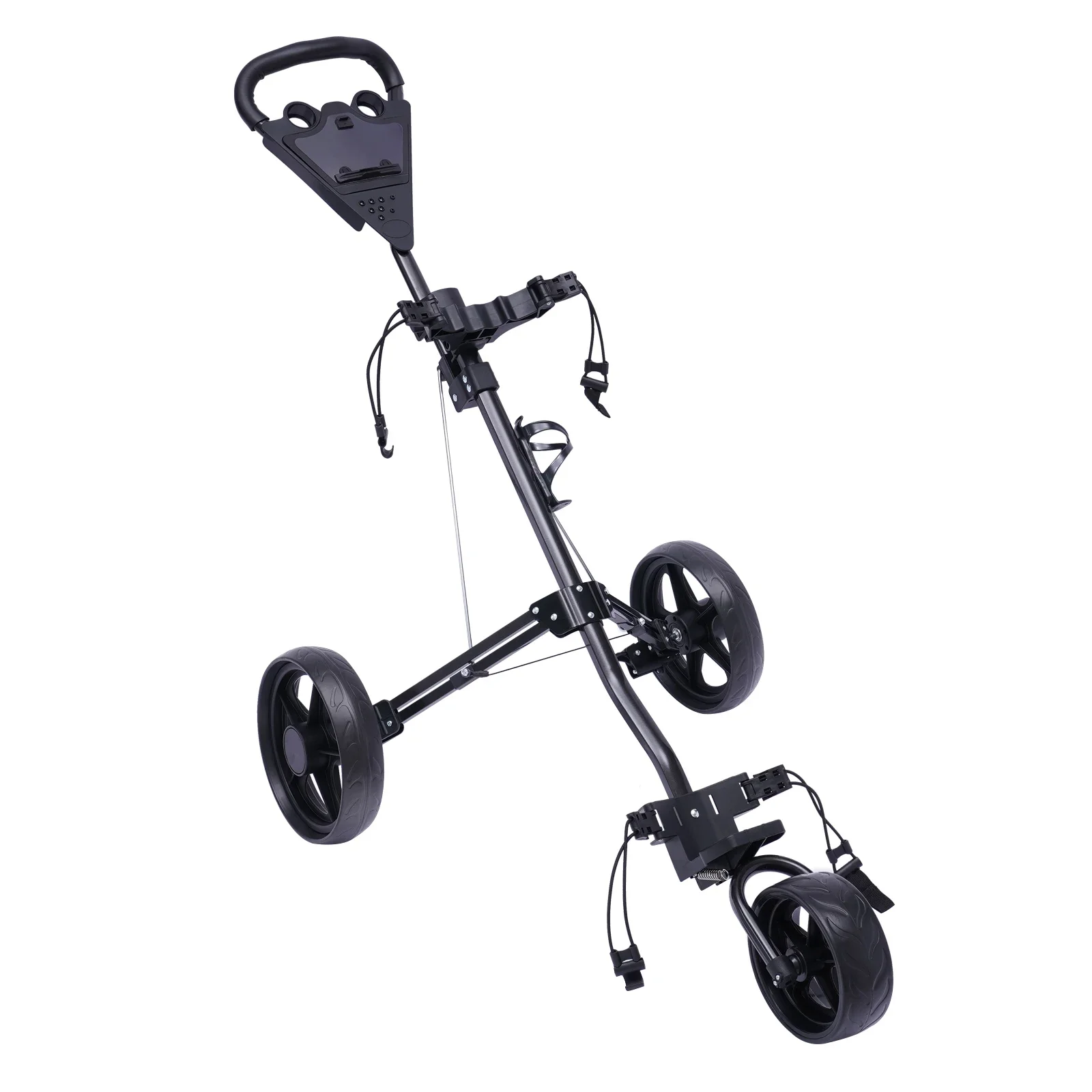 3 Wheel Foldable/Collapsible Golf Push Cart with Foot Brake Open and Close in ONE Second-Free Cup Holder Included