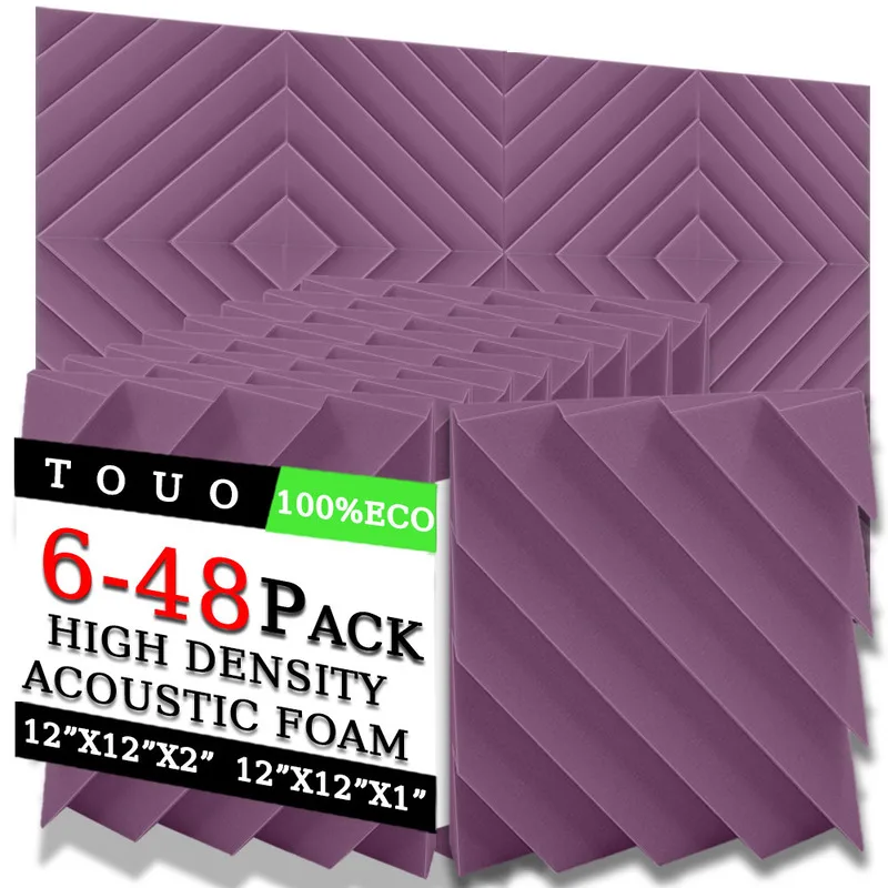 

TOUO 6/12/24/48Pcs Diamond Groove Acoustic Foam High-Density Wall Sound Insulation Sound Absorbing Panels Ktv Acoustic Treatment