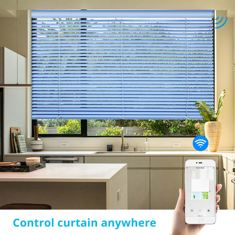 Zemismart WiFi Electric Curtain Motor Built in Battery with Aluminum Blinds Shade Custom Curtain Alexa Google Home Timer Control