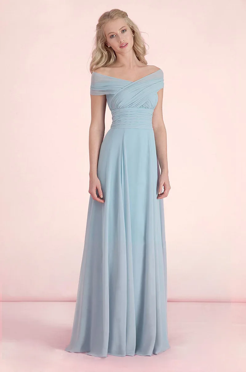 Nach Maß DIY Lange Brautjungfer Kleider Chiffon Rosa Blau Gelb Korallen Boden-Länge Vestido Hochzeit Party Prom Kleid Frauen kleid