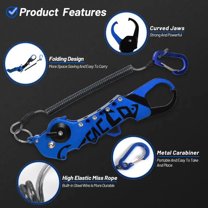 TEASER Fishing Controller Tongs Gripper Cutter Plier Lip Controller with Carabiner Live Fish Buckle Clamp Tackles Gear Supplies