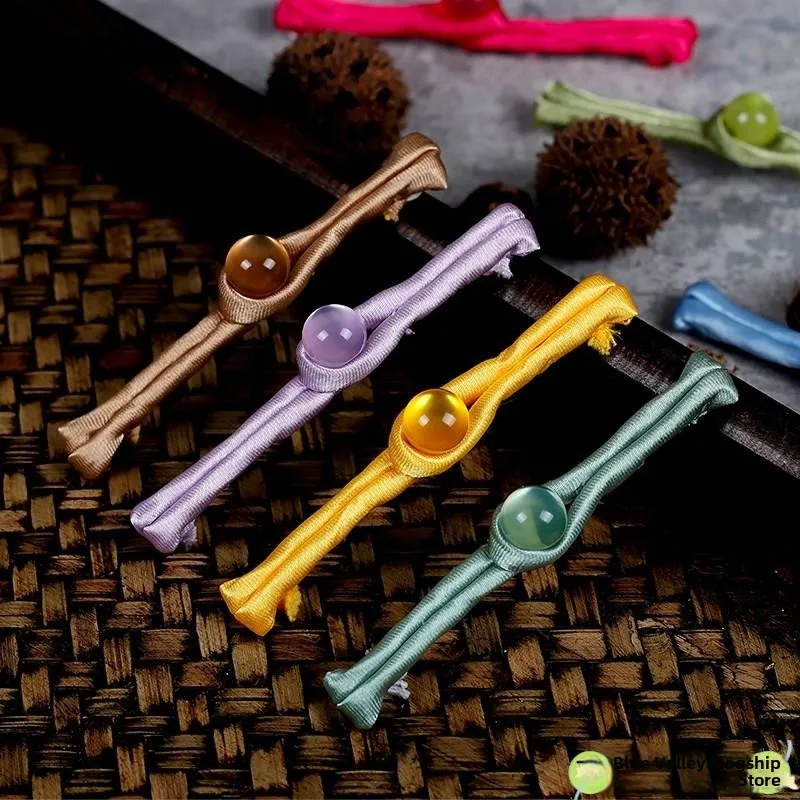 

Hanrted Jade Bead One-Word Bule Decorative Buttons for Clothing And Fabric Crts Traditional Chinese Sle Embroidery
