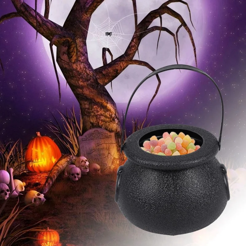 20 Pcs Mini Candy Kettles Witch Skeleton Cauldron Holder Pot with Handle for Halloween Easter St Patrick\'S Day Party