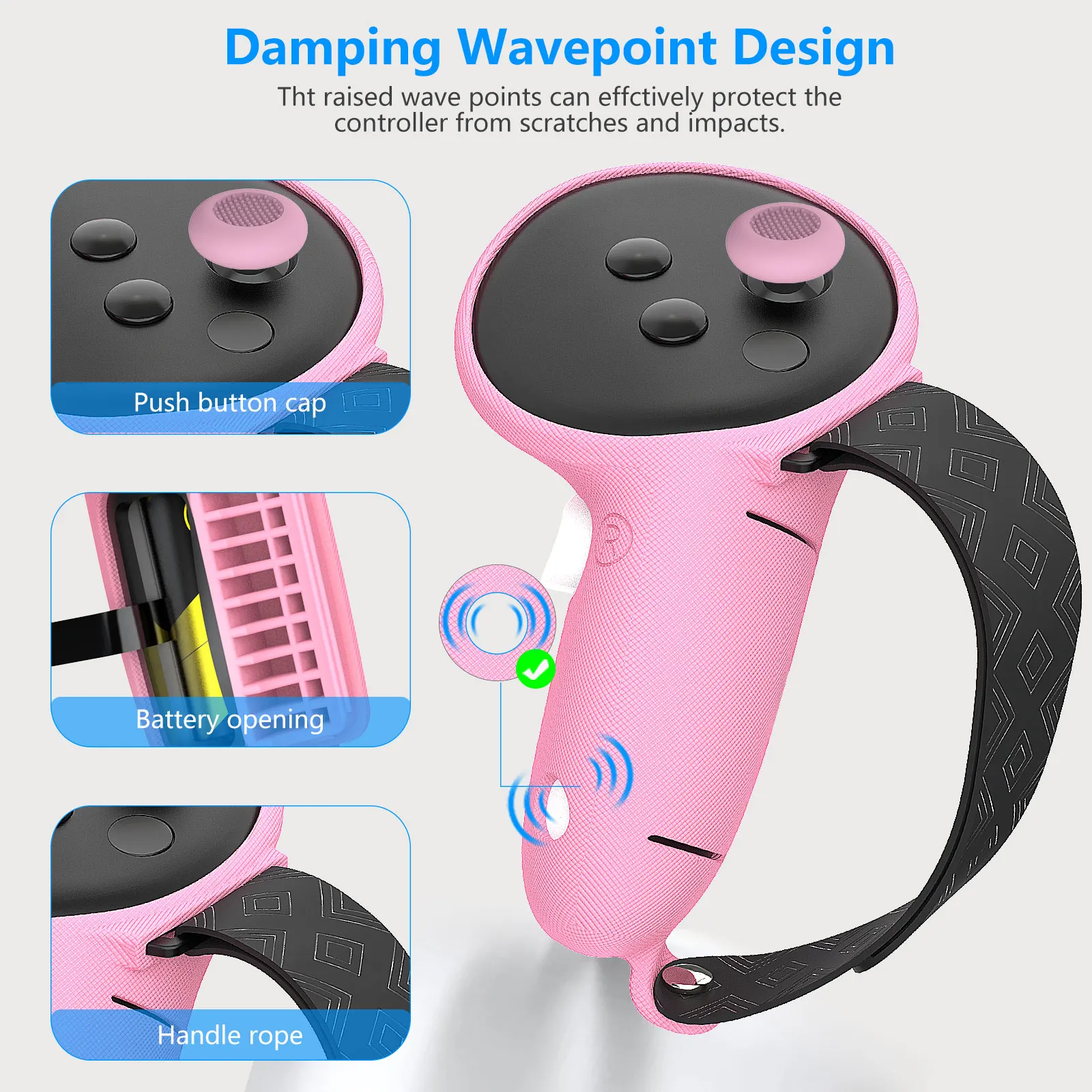 For Meta quest3 Silicone protective case Quest3 Silicone 7-piece quest3 accessory Long handle