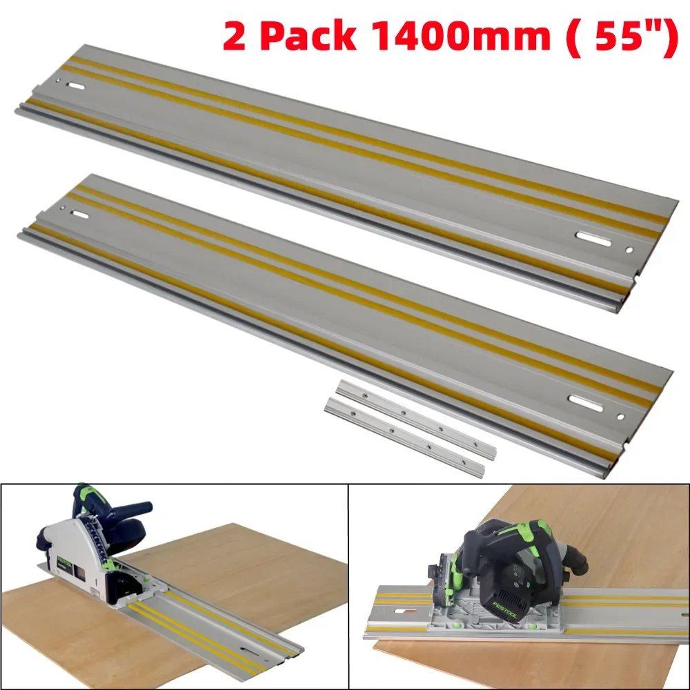 2 Pack 1400mm Guide Rail Joining Set 55" Track Saw Guide Rail for Makita or