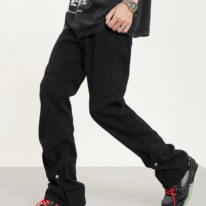 صيف كبير الحجم 300 Pou Youthful Waed فضفاض مستقيم الساق الجينز عالية الخصر سستة بسيطة بالإضافة إلى حجم السراويل الطويلة #1