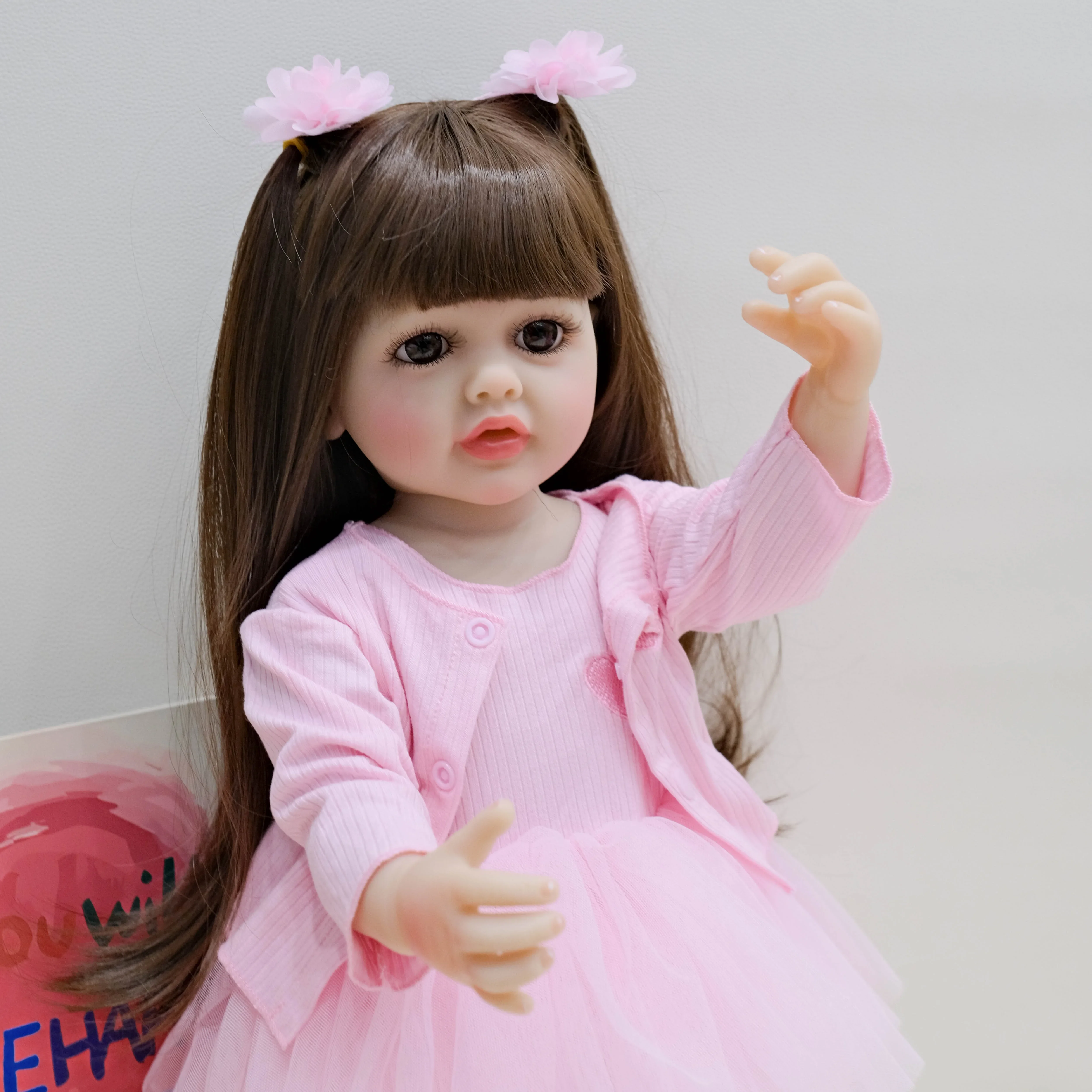 55CM Full Body Betty Soft Silicone Vinyl Reborn Toddler Girl Pretty Princess Lifelike Baby Doll Christmas Gift for Grils