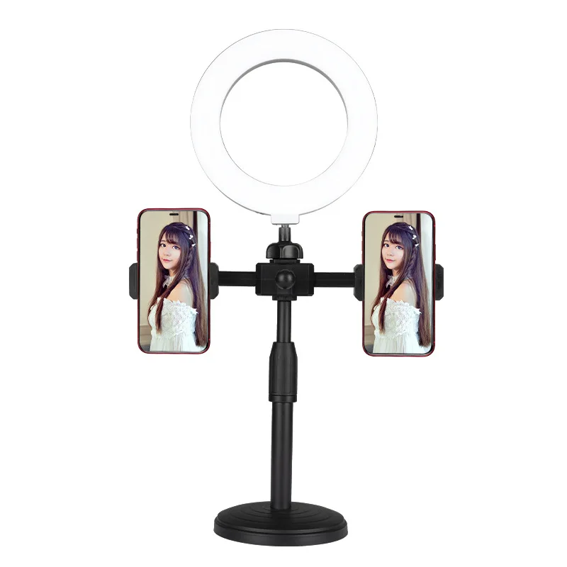 

Ring Lamp Stand Light Mobile Phone Desktop Live Stream Bracket Dual Holder 6-Inch Nail Art Fill Light Adjustable Disc Bracket