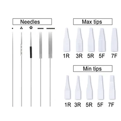 100Pcs Traditional Tattoo needle + 100Pcs Needle Cap For Microblading Permanent Makeup Eyebrow Eyeliner Lip Tattoo Machine Parts