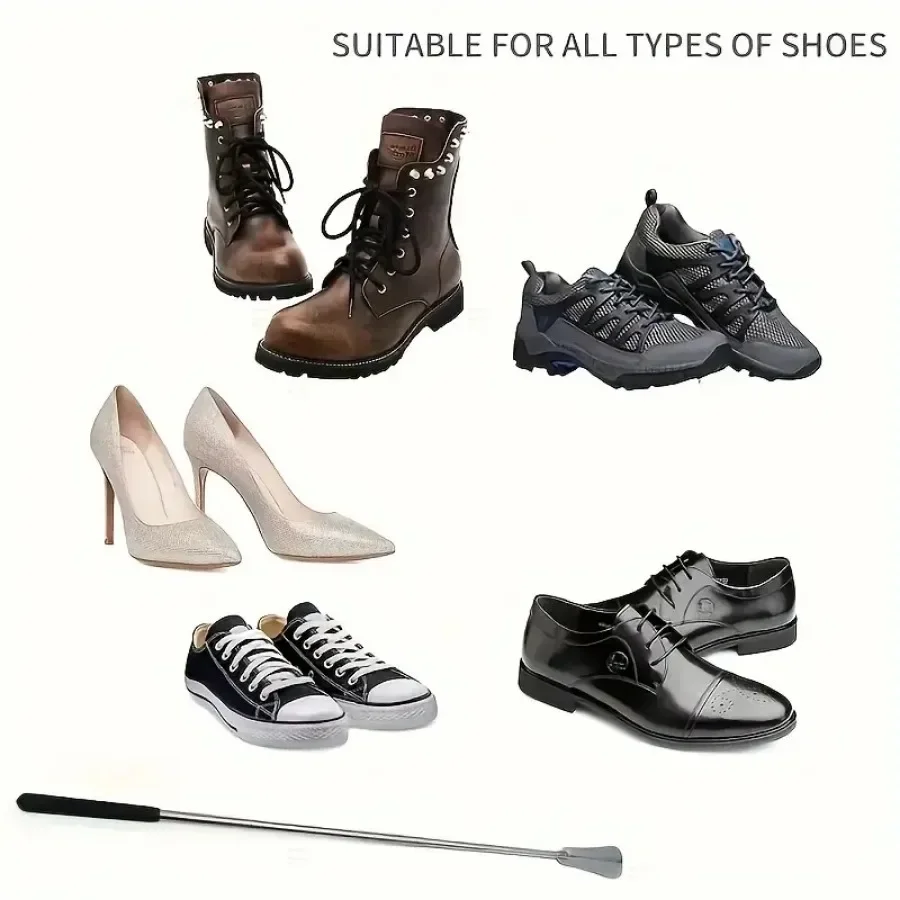 قطعة واحدة من أداة سحب الأحذية المصنوعة من الفولاذ المقاوم للصدأ قابلة للسحب، مساعد الأحذية، مناسب لكل من الرجال والنساء، schoenlepel، بوق الحذاء