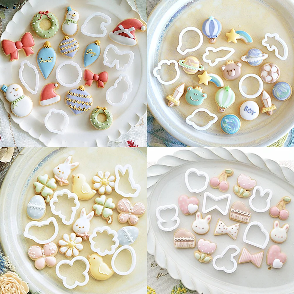 

Cartoon Christmas Mini Size Cookie Mold Flip Sugar Cutting Mold DIY Baking Tool