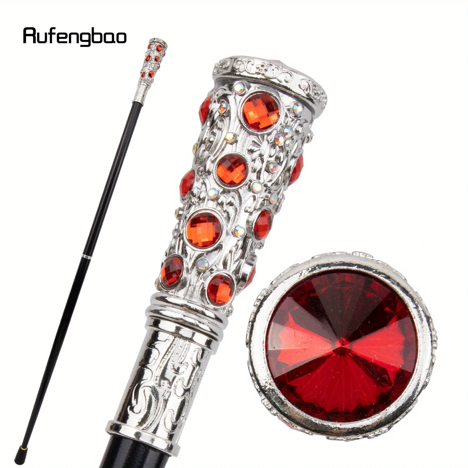 White Red Artificial Diamond Cane  Performance Stage Cane  Cane For Halloween For Cosplay And Parties, For Cosplay & Party
