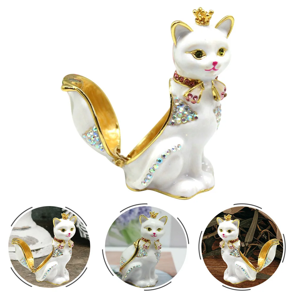 

Металлическая Корона Кот, держатель для ювелирных изделий, шкатулка для драгоценностей из сплава, настольный органайзер для серег, колец, ожерелья, аксессуаров