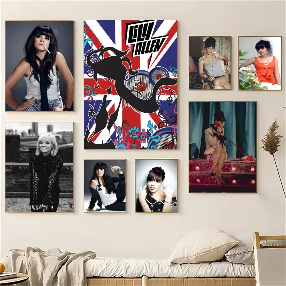 Lily Allen Singer Retro Pop Poster Self-adhesive Advanced Aesthetic Printing Paper Wall Art for Living Room Home Decor