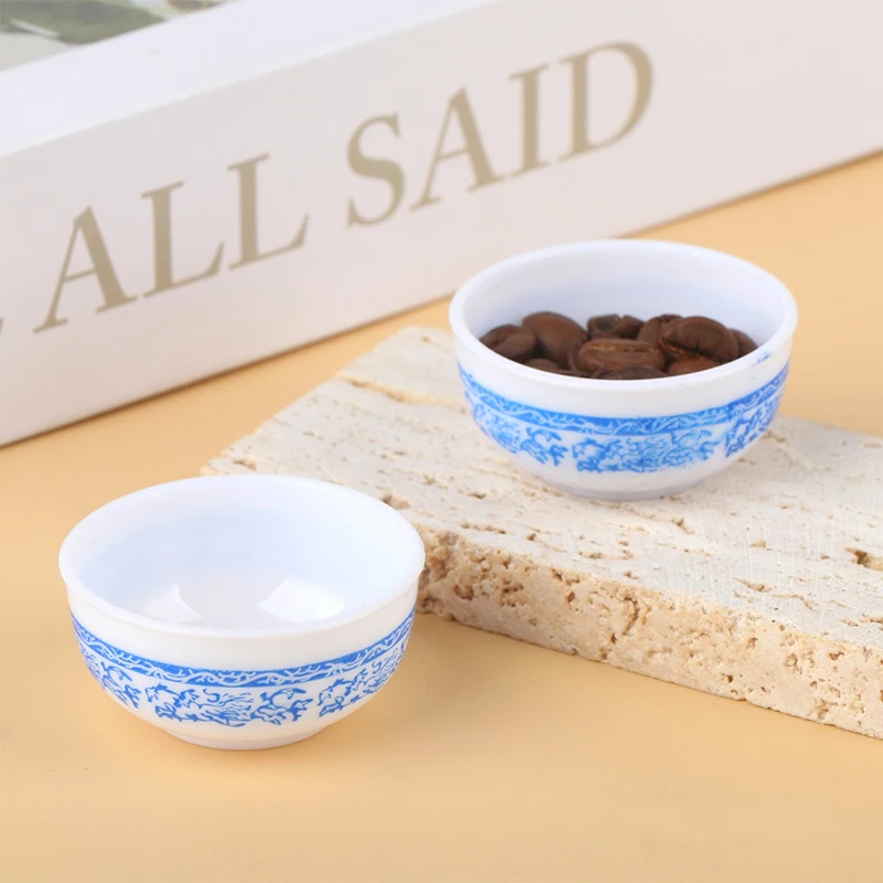2Pcs/Set 1:6 Dollhouse Miniature Retro Bowl Blue and White Bowl Tableware Kitchen Model Decor Toy Doll House Accessories