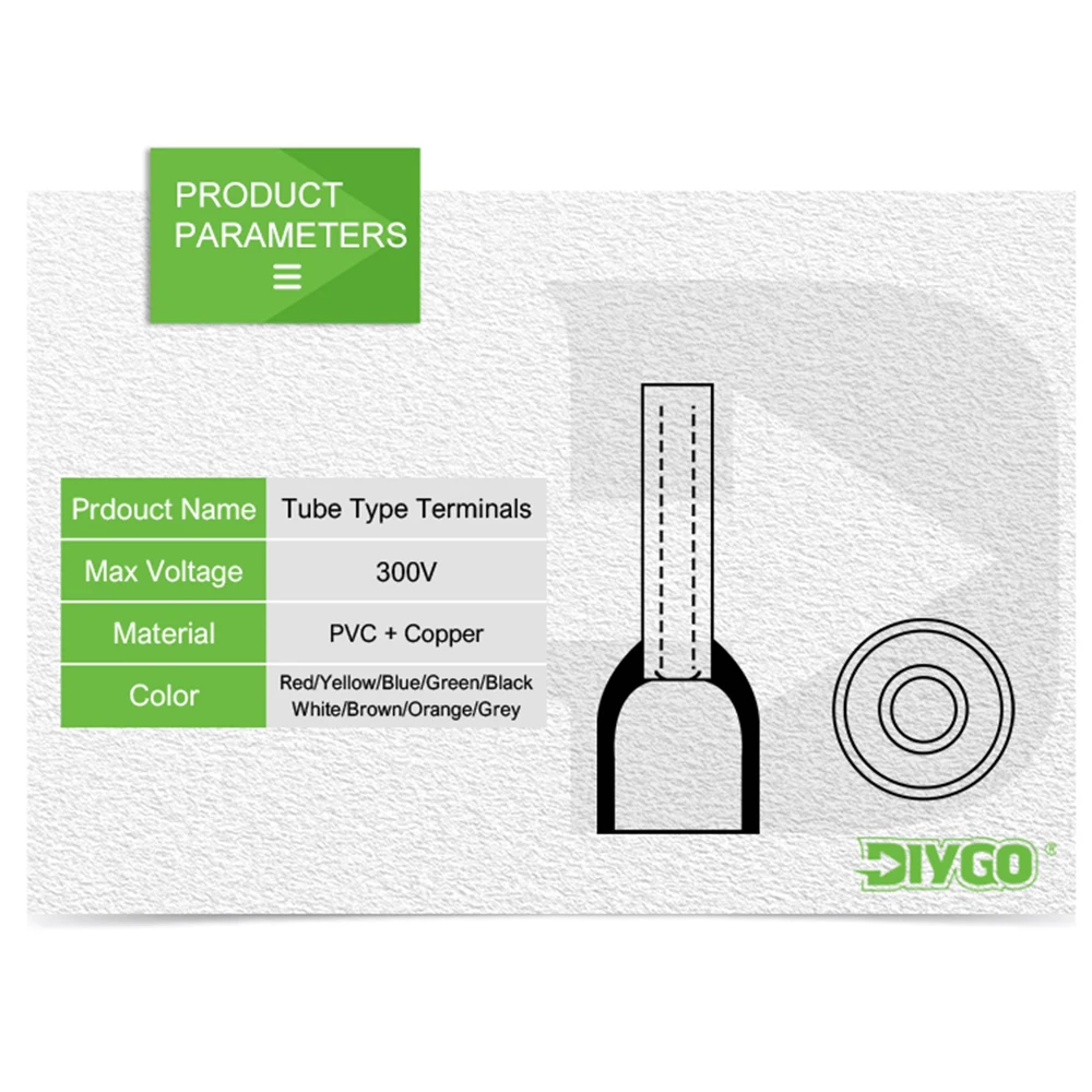 100pcs insulating Crimp terminals E2508 E2510 E2512 E2518 VE TUBE Cord End Terminal Cable Connector Ferrules For AWG14 2.5mm2