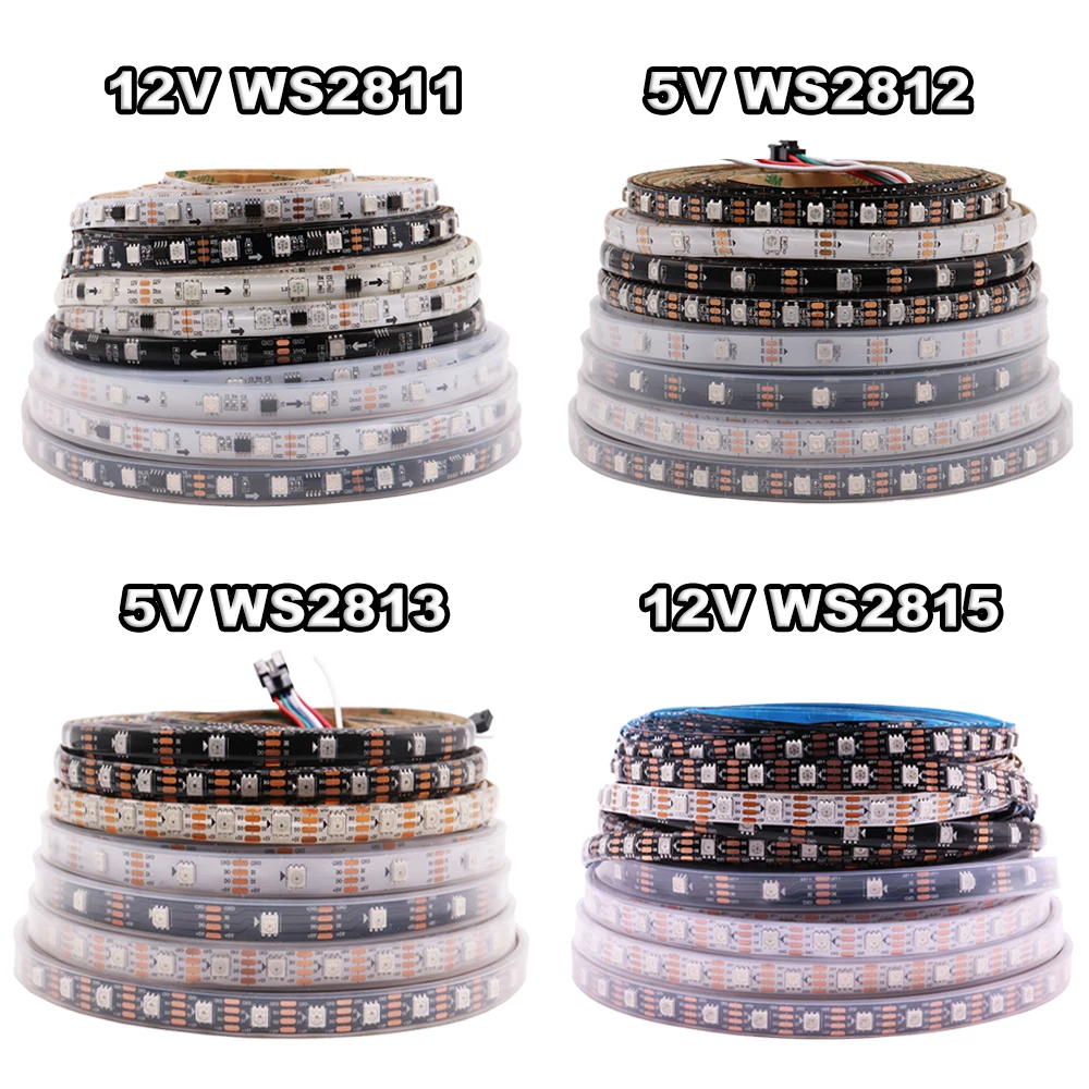 

WS2812B WS2811 WS2813 RGBIC Pixel LED Strip Light Individually Addressable 30/60/144Leds/m Tape Lights Rope WS2812 IP30/65/67