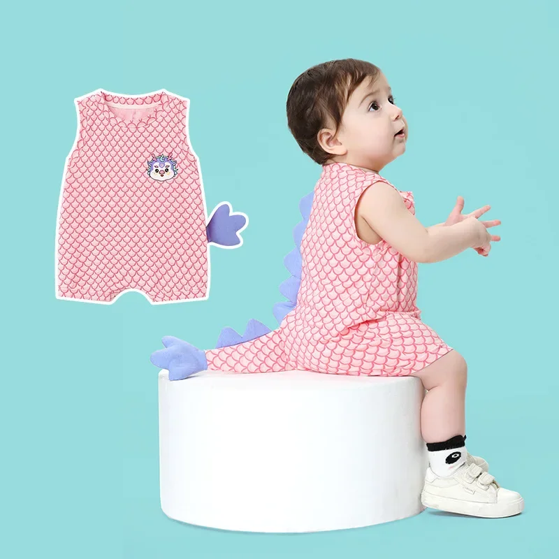 Kawaii Dragon Summer Newborn Baby Clothes Girls Boys Korea Bodysuit Cottton  Twins Outfits Toddler Romper Baby Cartoon Onesie