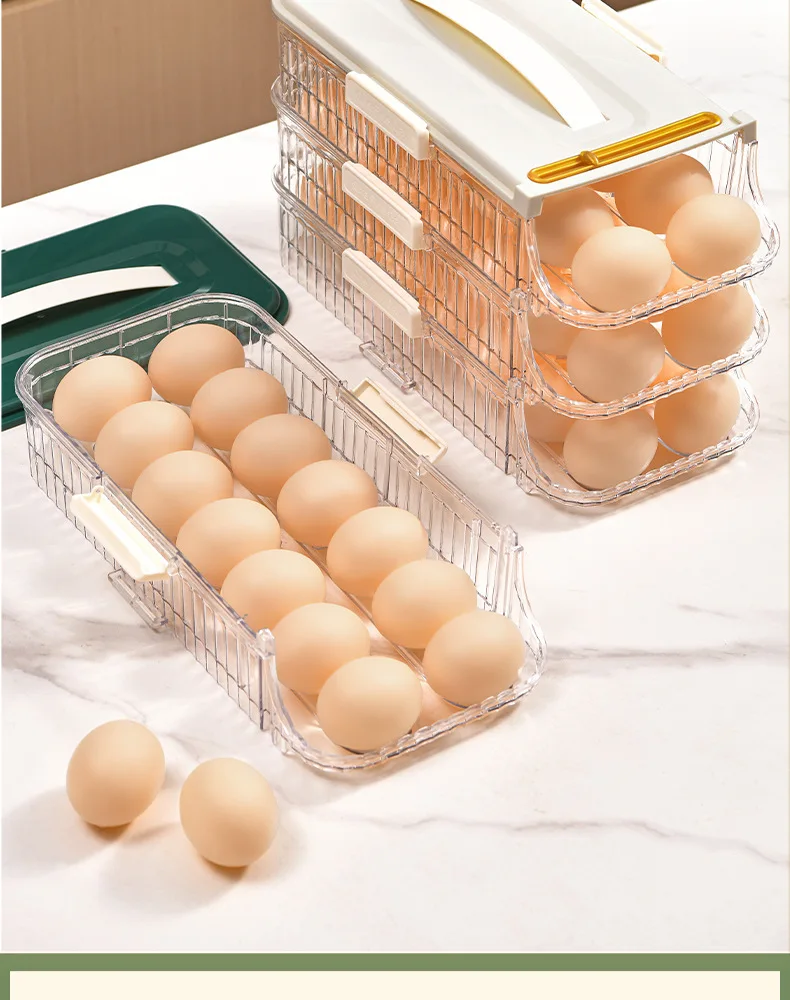 Automatic Rolling Egg Storage Box, Food Grade Holder, Refrigerator, New Compact and portable Simple high appearance level