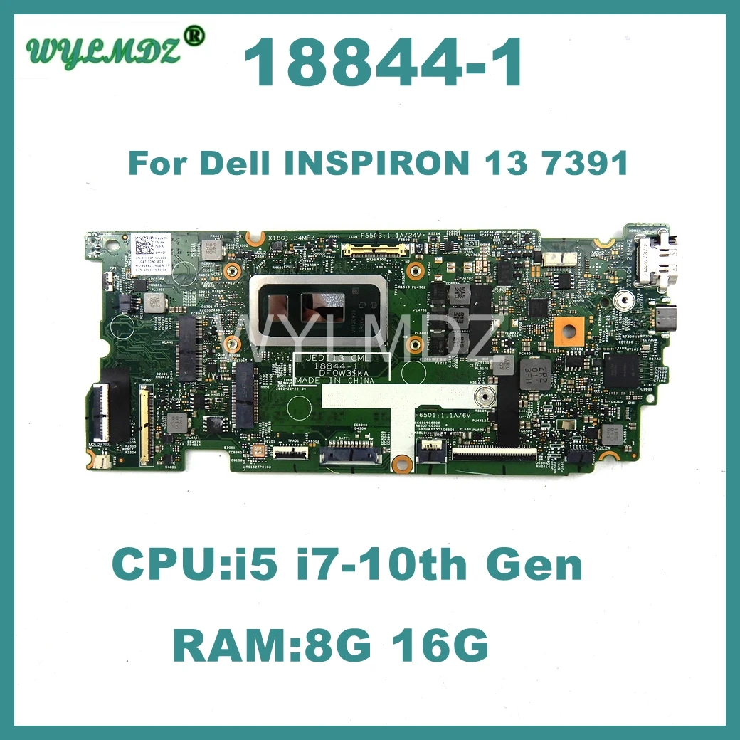 

18844-1 Laptop Motherboard For Dell INSPIRON 13 7391 i5-10210 i7-10510 CPU 8G 16G RAM Notebook Mainboard 100% Tested OK