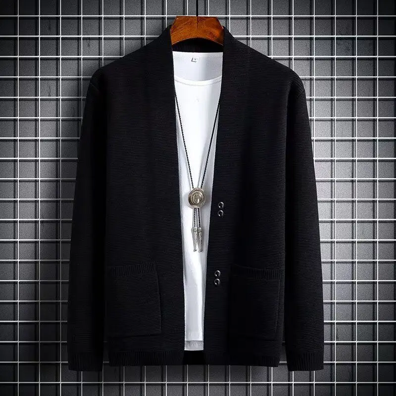 

High-End Knitted Cardigan Men's Jaet Sli Slim Fit Collar up Jaet Trendy Korean Sle Versatile Autumn New Arrival