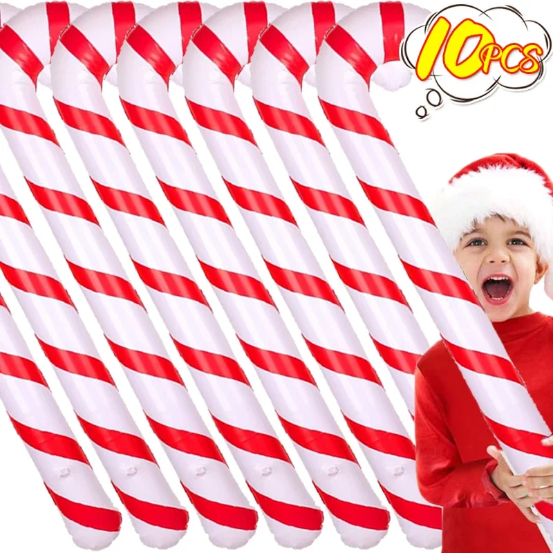 1/10PCS Large Christmas Candy Cane Balloons Inflatable Balloon Crutches Xmas Tree Hanging Ornaments Home Party Decoration Supply