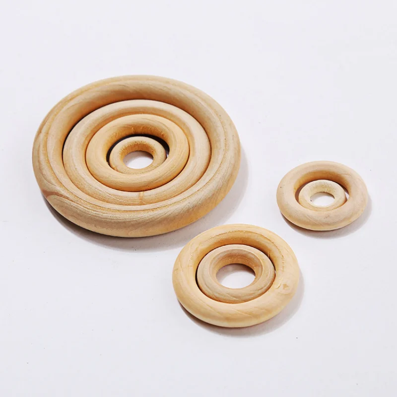 Unfinished Solid Wooden Rings 13-120MM Natural Wood Rings for Macrame DIY Crafts Wood Hoops Ornaments Connectors Jewelry Making