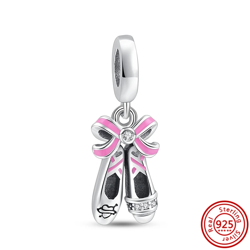 Zapatos de tacón alto para mujer, colgantes de plata de ley 925 auténtica, compatible con pulsera Pandora, cuentas originales, joyería