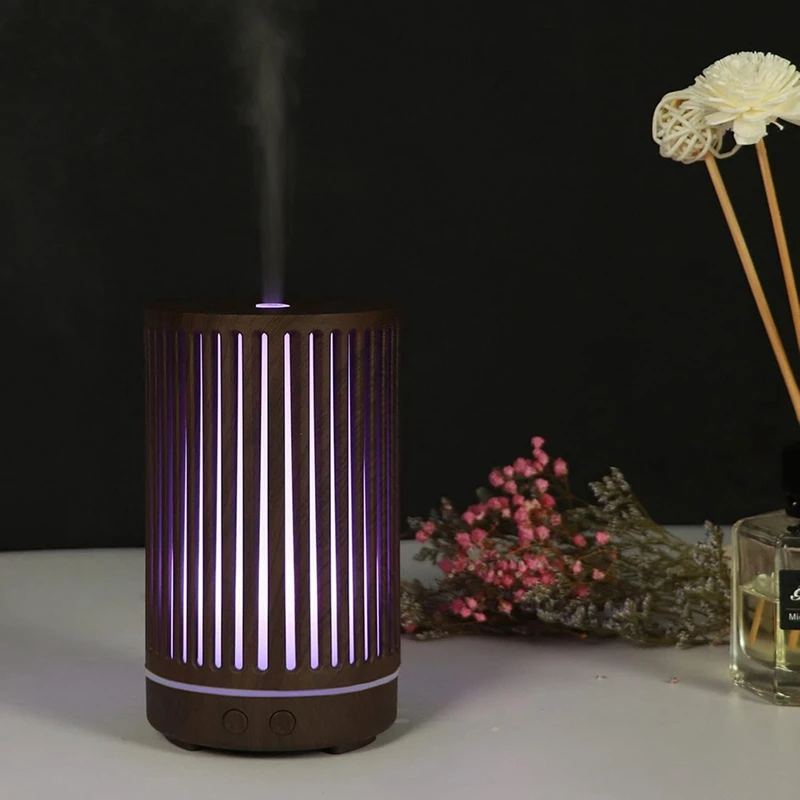 Simulated Wooden Printed Humidifie 200Ml Colorful Portable Humidifier Low Noise  Small Humidifier For Bedroom Office Dark Color
