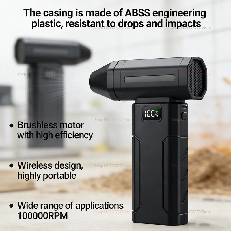 High-Speed Mini Turbo Blower powerful air blower 100000 RPM Brushless Motor 5-Speed Adjustable Powerful Handheld Air Blower Tool