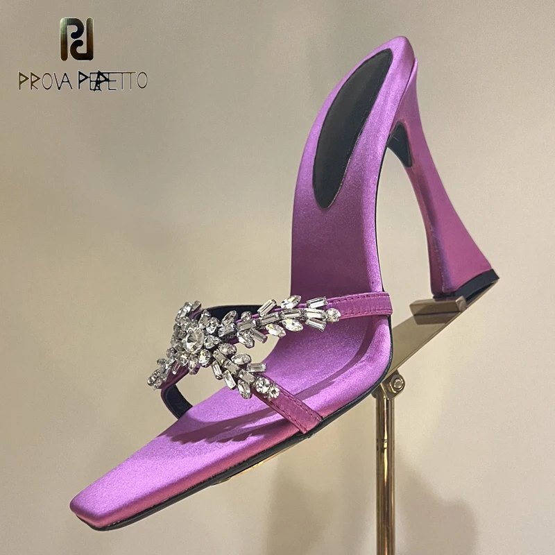 

Diamond Butterfly Ladies Sexy High Heel Slipper Cross Strap Fashionable High Quality Silk Leather Party Dress Shoe Female Slides