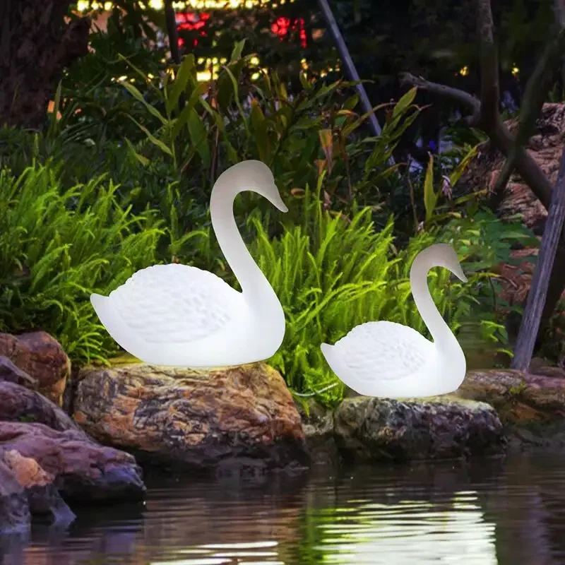 

New Rechargeable Led Swan Colorful Outdoor Courtyard Decoration Light Waterproof Garden LED Patio Walkway Light Landscape Lamp