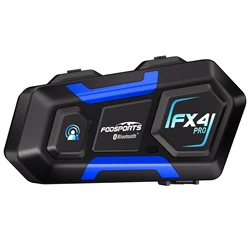 Fodsports-Oreillette Bluetooth FX4 Pro pour moto, appareil de communication pour casque, intercom pour 4 motocyclistes, portée 1200m, radio FM