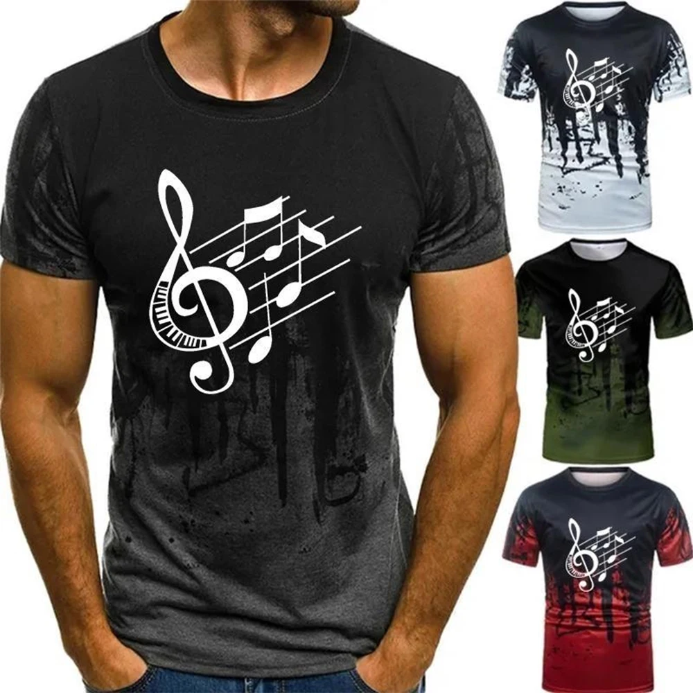 2024 Summer Men Women 3D Funny Musical Note T-shirt Casual Graphic T Shirt Fashion Short Sleeve Tee Tops Slim Fit Unisex Kids