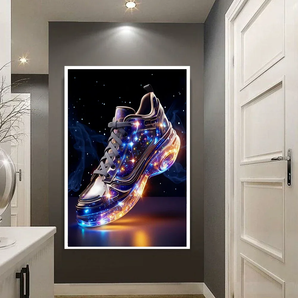 Fantasy Starry Night Sport Shoes Poster Prints For Living Room Home Decor Abstract Sneakers Canvas Painting Wall Art No LED