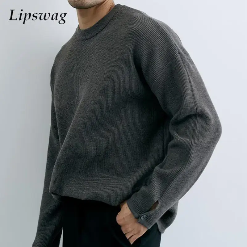 

Casual Slim Fit Bottoming Sweaters Mens Vintage Long Sleeve O Neck Knitted T Shirts Men Autumn Winter Stylish Solid Color Jumper