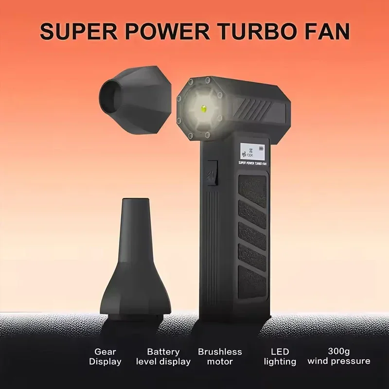 Wireless 990000RPM Hurricane Dust Blower High-Speed Adjustable Turbo Jet Fan Compressed Air Duster for Deep Cleaning