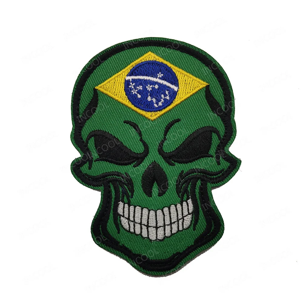 Brazil Flag Embroidered Patches IR Reflective 3D PVC Rubber Flags Decorative Patch Brazilian BRA Patch For Clothing Bag Cap