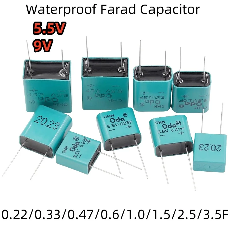 Waterproof Farad Capacitor 5.5/9V 0.22/0.33/0.47/0.6/1.0/1.5/2.5/3.5F Square Fully Sealed Capacitor