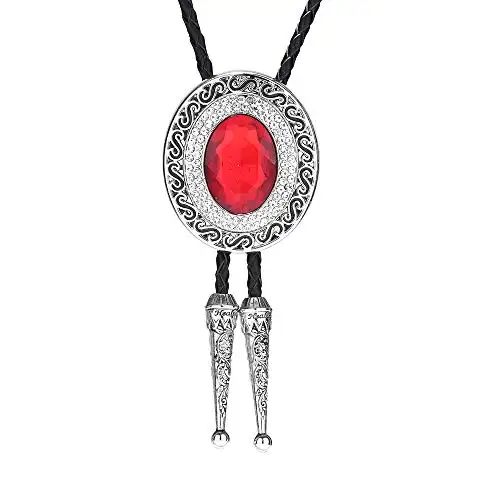 Bolo Tie for Men&Women Western Ties with Leather Crystal Pendant Necklace Men s Neckties Valentines Day Decorations Ornaments