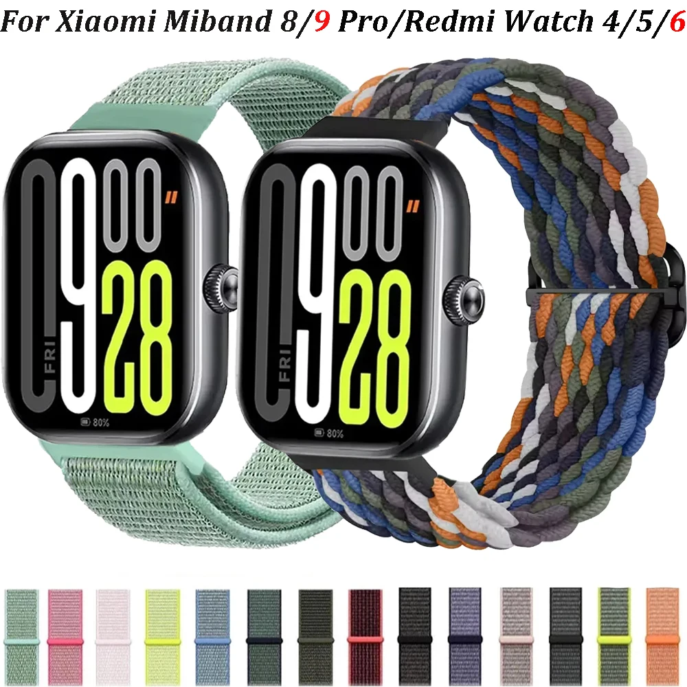 Original Nylon Braided Loop Strap For Redmi Watch 4-5-6 Bracelet  Scratch Buckle Wristband For Miband 8/9 Pro Fabric Correa Belt